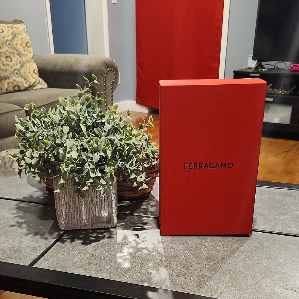 Salvatore Ferragamo Red Decorative Box with Faux Greenery